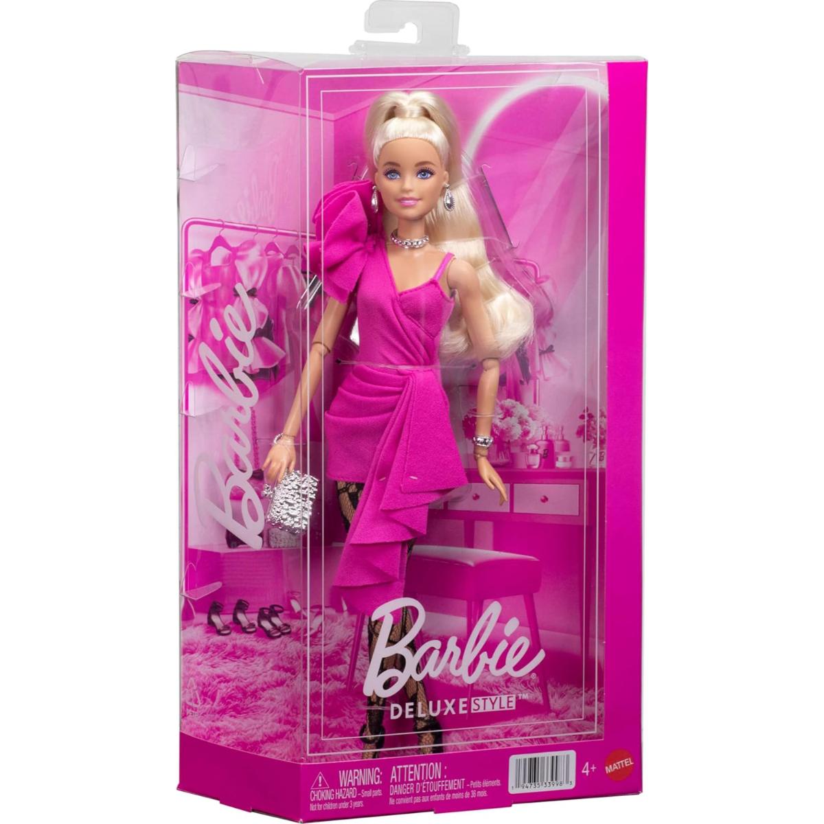 Papusa in rochie roz, Barbie Deluxe Style, JJN73