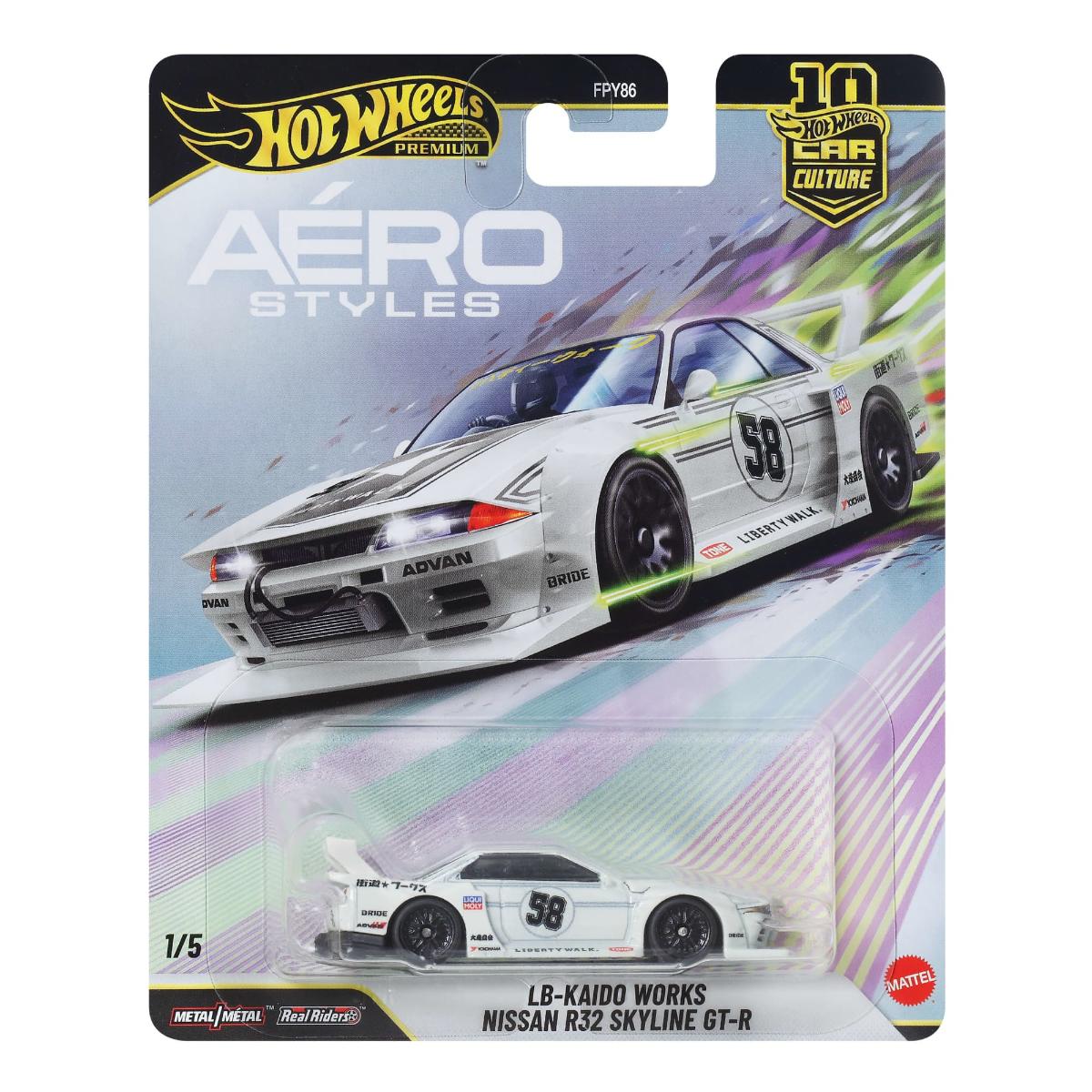 Masina metalica, Hot Wheels Premium, Car Culture, Aero Styles, LB-Kaido Works Nissan R32 Skyline GT-R, JKF05