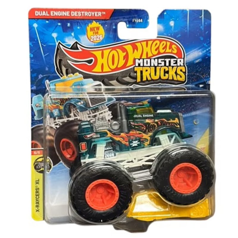 Masinuta Hot Wheels, Monster Truck, X-Raycers XL, Crushed Car, Dual Engine Destroyer, JKJ89