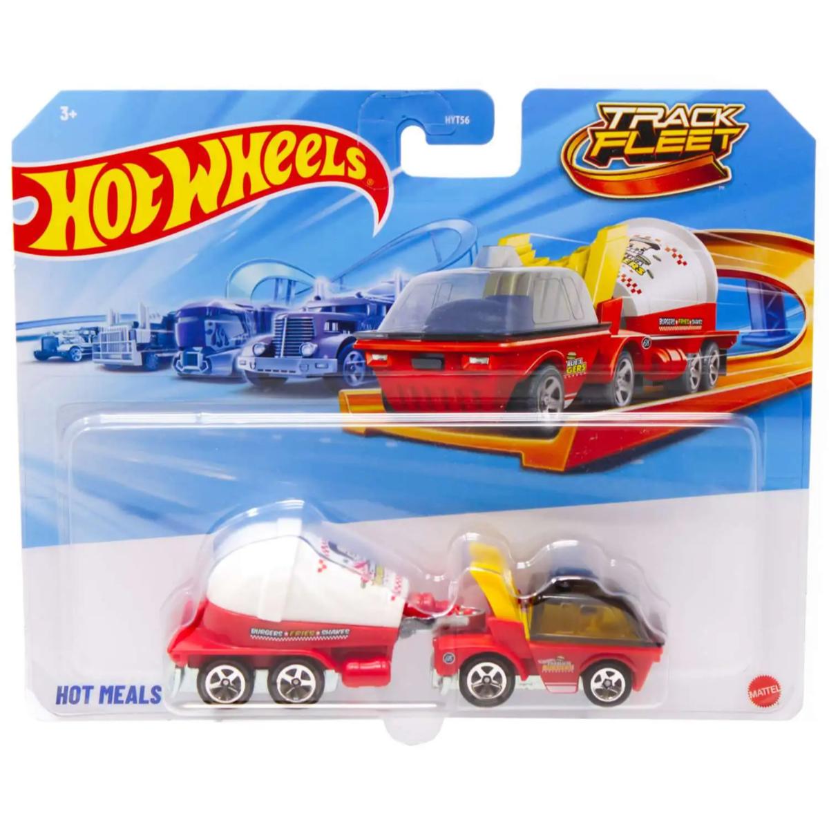 Set vehicul cu remorca, Hot Wheels, Track Fleet, Hot Meals, JKP31