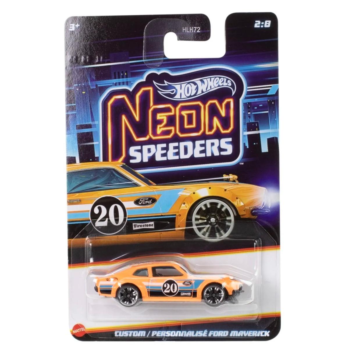 Masinuta metalica, Hot Wheels, Neon Speeders, Custom Ford Maverick, JKX94