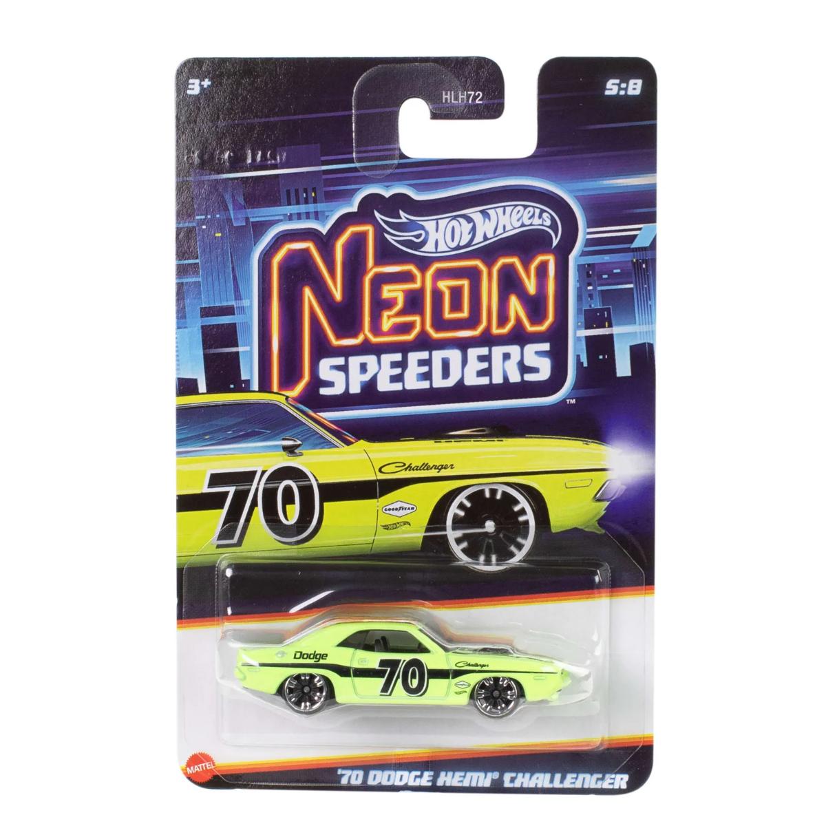 Masinuta metalica, Hot Wheels, Neon Speeders, 70 Dodge Hemi Challenger, JKX97