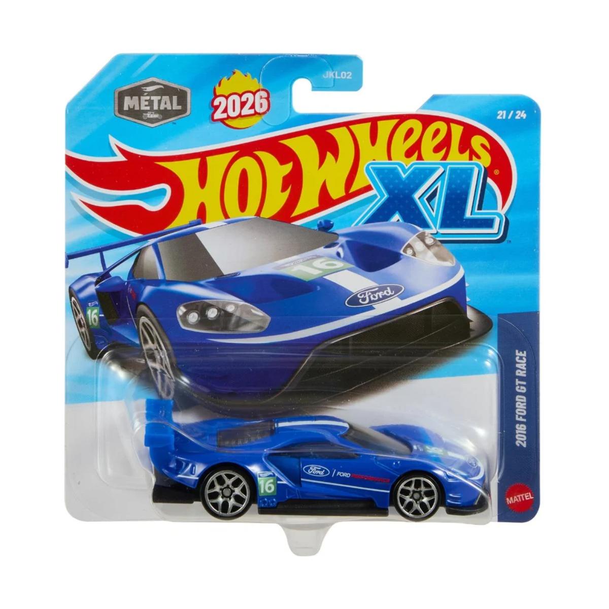 Masinuta din metal, Hot Wheels XL, 2016 Ford GT Race, 1:43, JLJ48