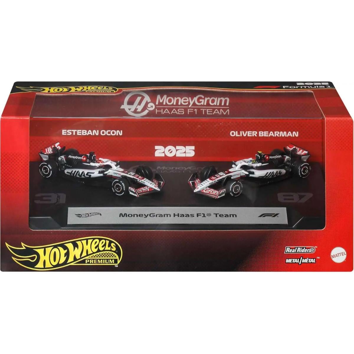 Set 2 masini de curse, Hot Wheels Premium, 2025 Formula 1, JMM89