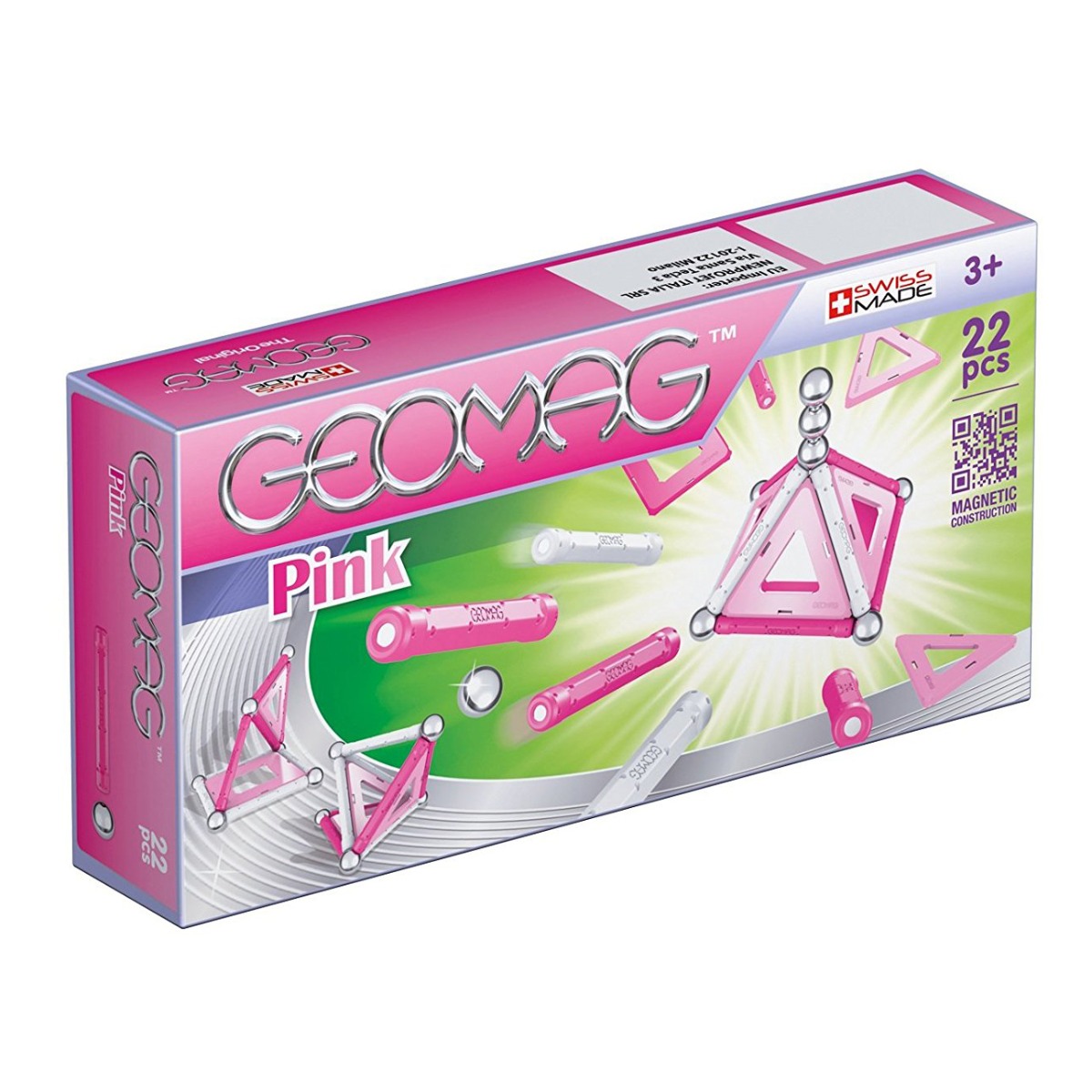 Joc de constructie magnetic Geomag Pink, 22 piese Geomag