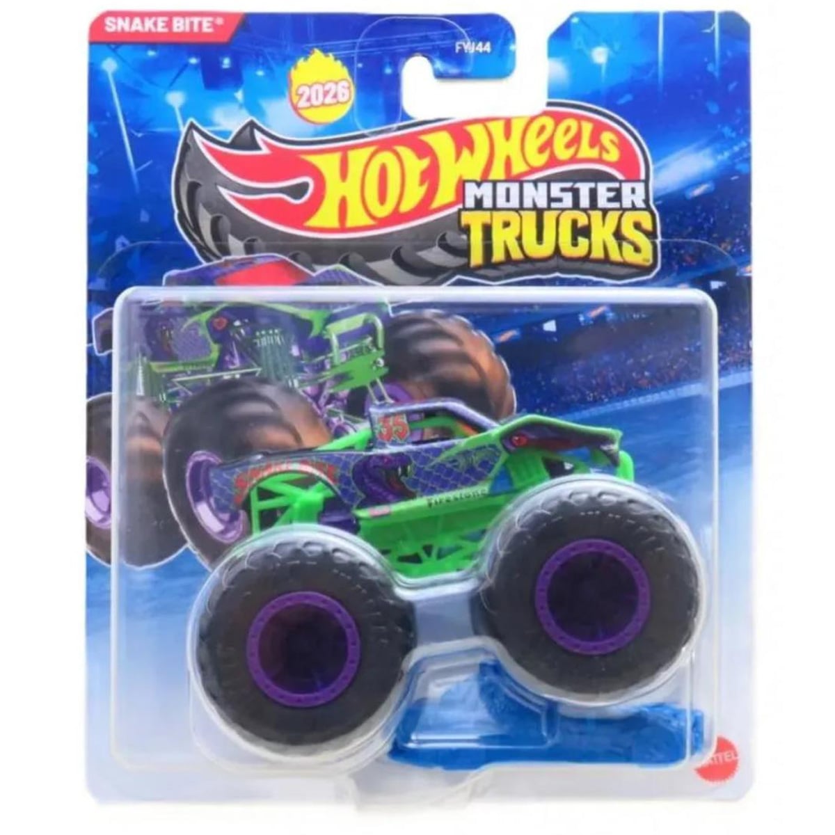 Masinuta Hot Wheels, Monster Truck, Crushed Car, Snake Bite, JTG75