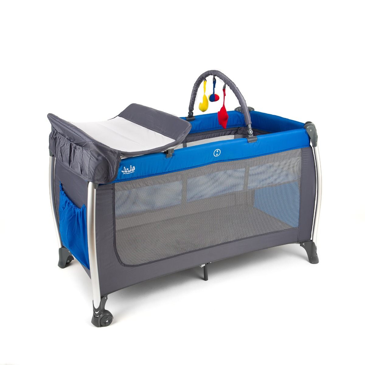 Patut pliant aluminiu 2 niveluri juju sweet naps, albastru-gri