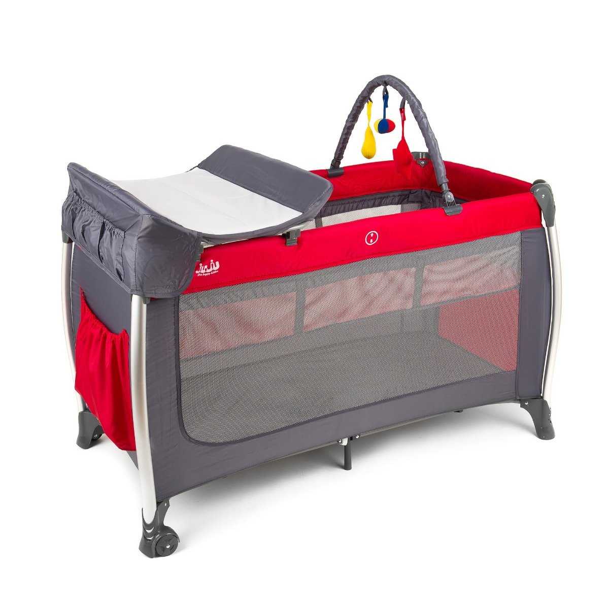 Patut pliant aluminiu 2 niveluri juju sweet naps, rosu-gri