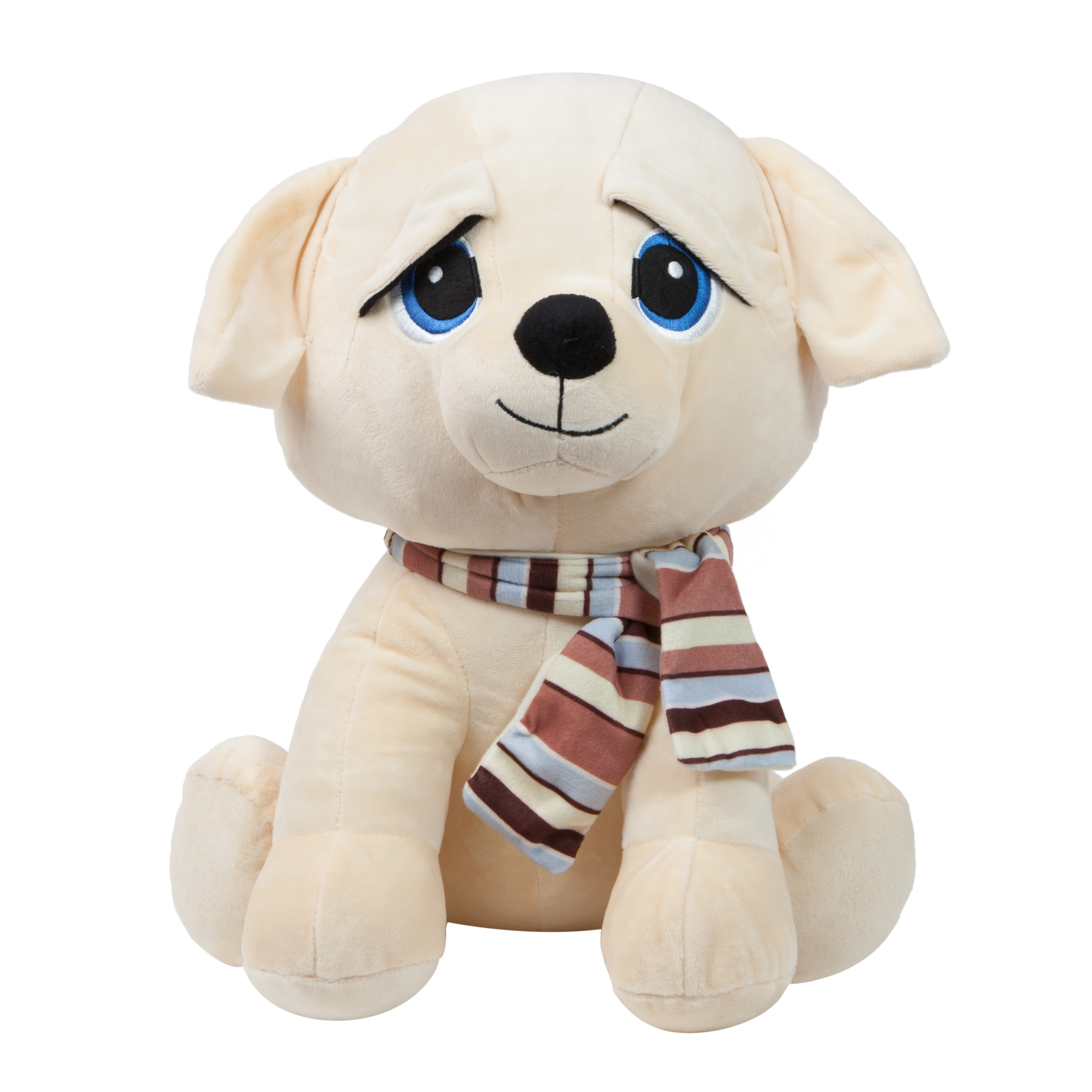jucarie de plus catel bej cu fular, 37 cm