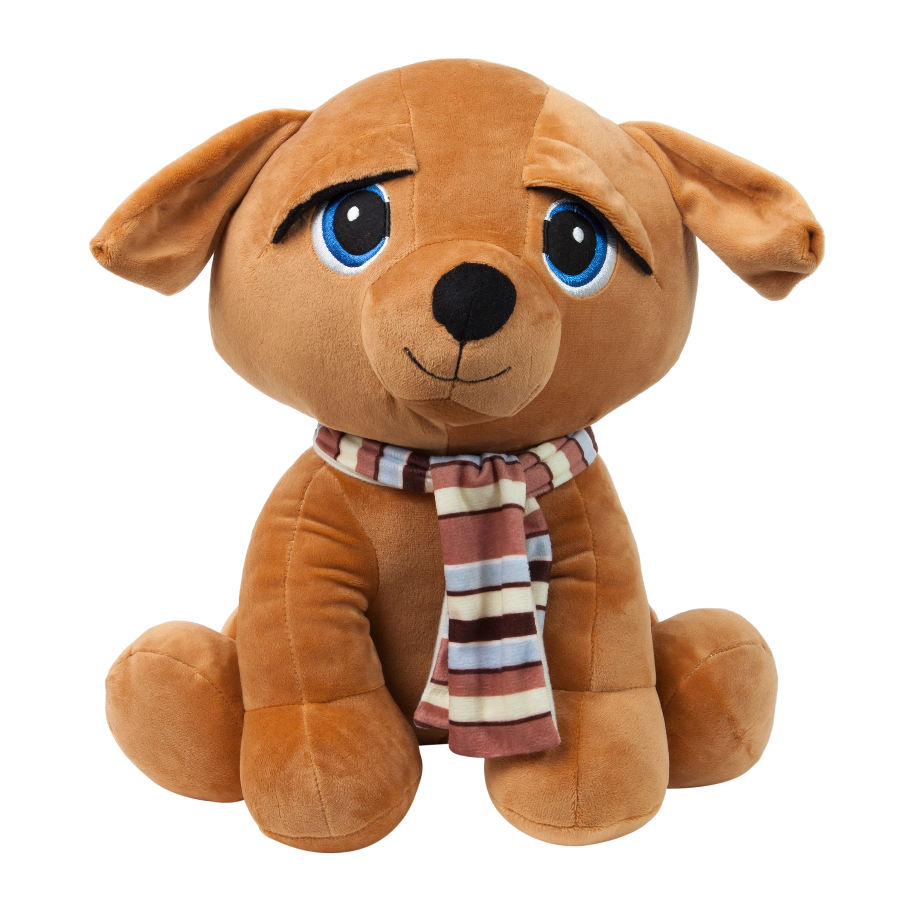 jucarie de plus catel maron cu fular, 37 cm