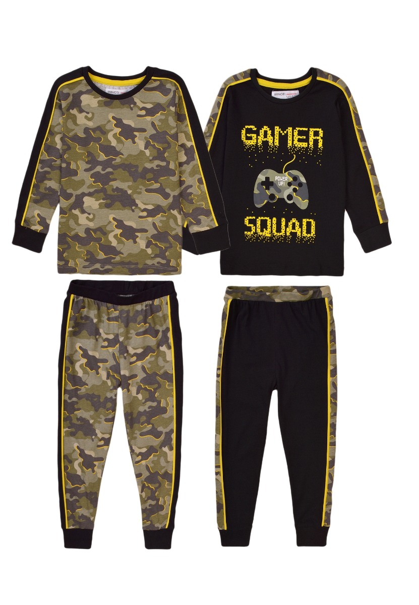 Set pijama cu maneca lunga si imprimeu Minoti, Kb Pyj, Army/Gamer Minoti imagine noua responsabilitatesociala.ro