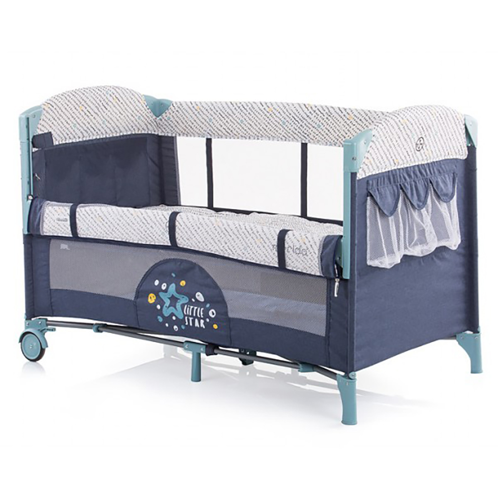 Patut bebe, pliabil cu laterala culisanta chipolino merida blue