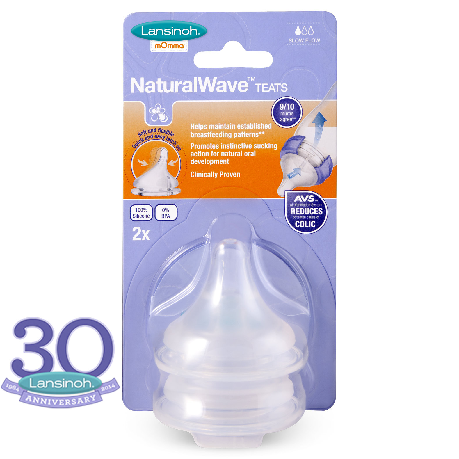 tetine lansinoh din silicon flux lent, 2 buc