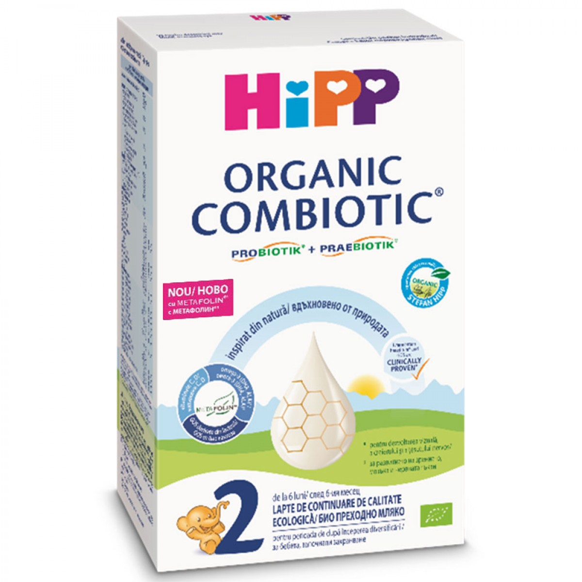 Lapte praf de continuare Organic Combiotic Hipp 2, 300 g, 6 luni+