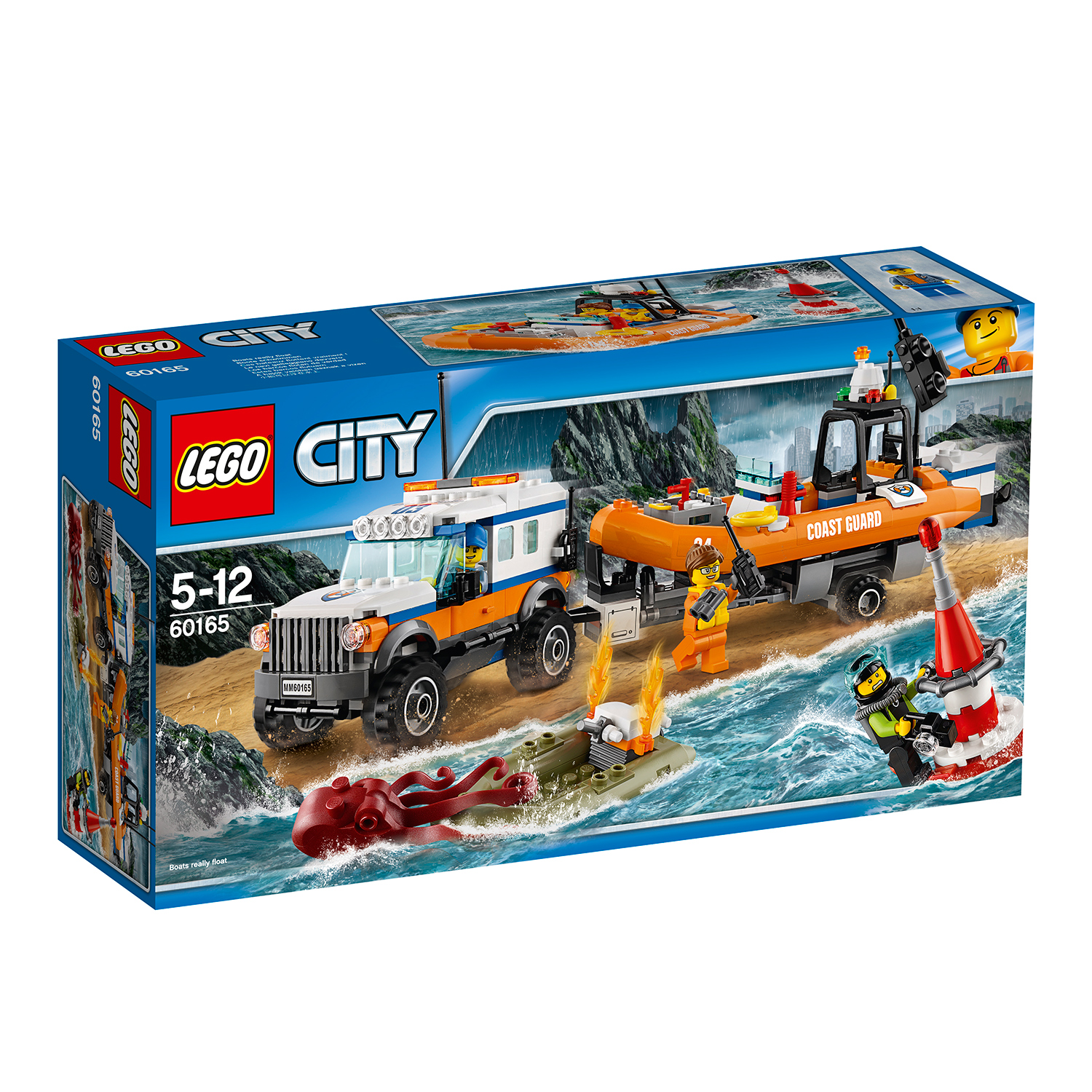 lego® city coast guard - unitatea de interventie 4 x 4 (60165)
