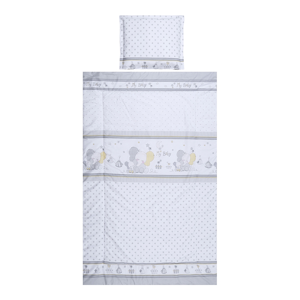 lenjerie de pat copii lorelli classic 3 piese elephants, grey