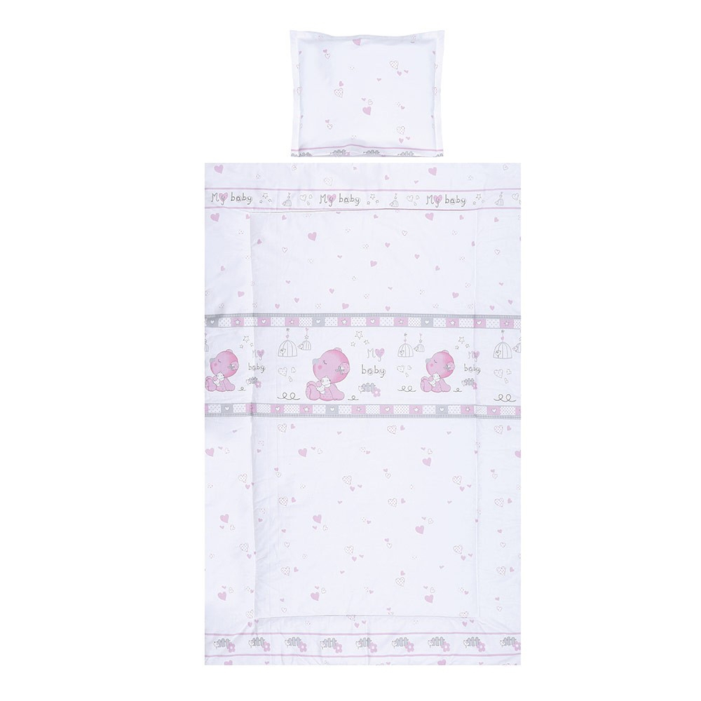Lenjerie de pat copii lorelli classic 3 piese my baby - pink