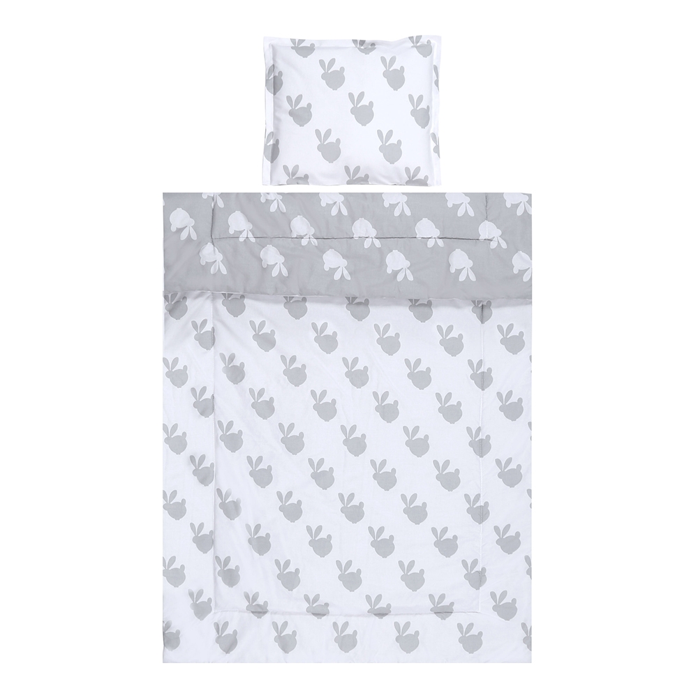 lenjerie de pat copii lorelli classic 3 piese rabbits, grey