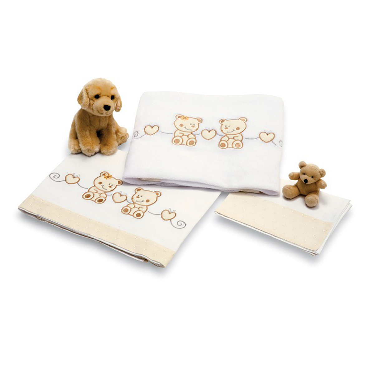 lenjerie de pat copii pali 3 piese tip tap, beige