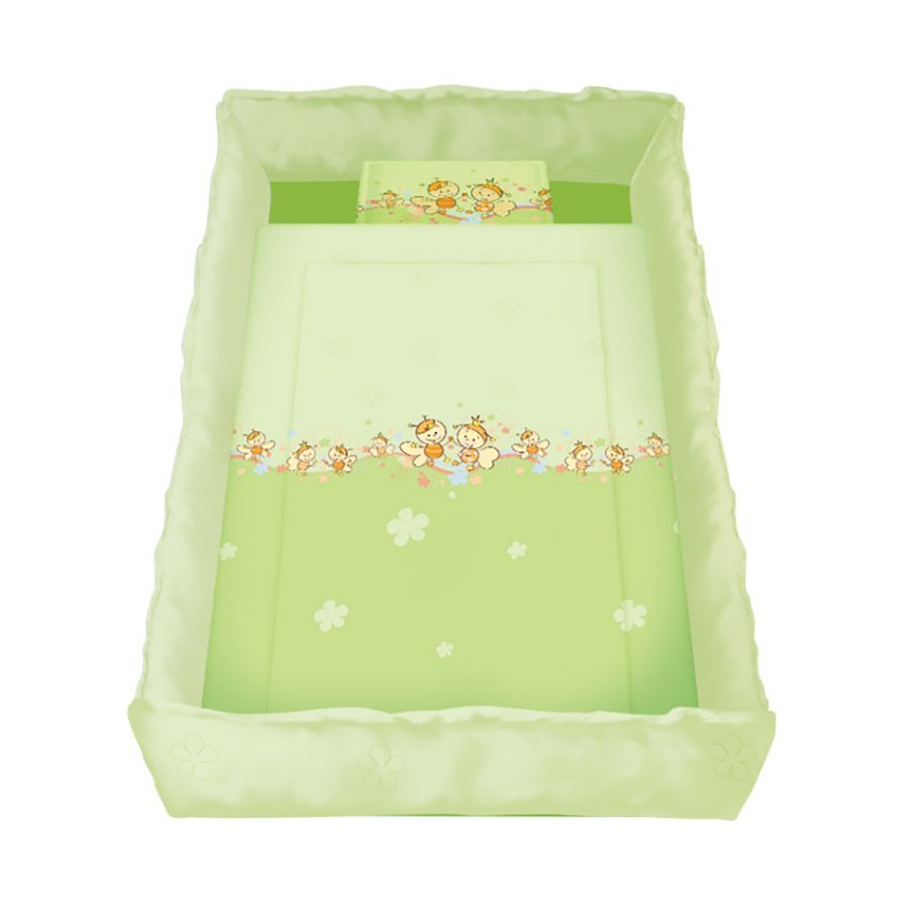 lenjerie pat copii lorelli classic 8 piese bees, green