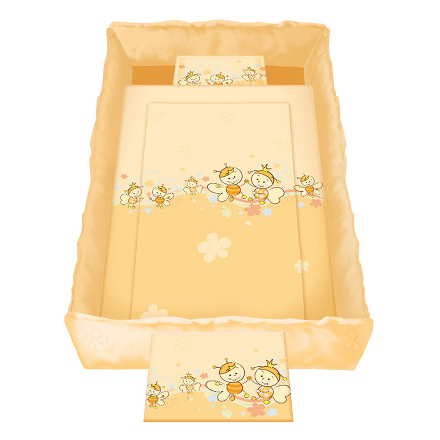 lenjerie pat copii lorelli classic 8 piese trend bees, orange