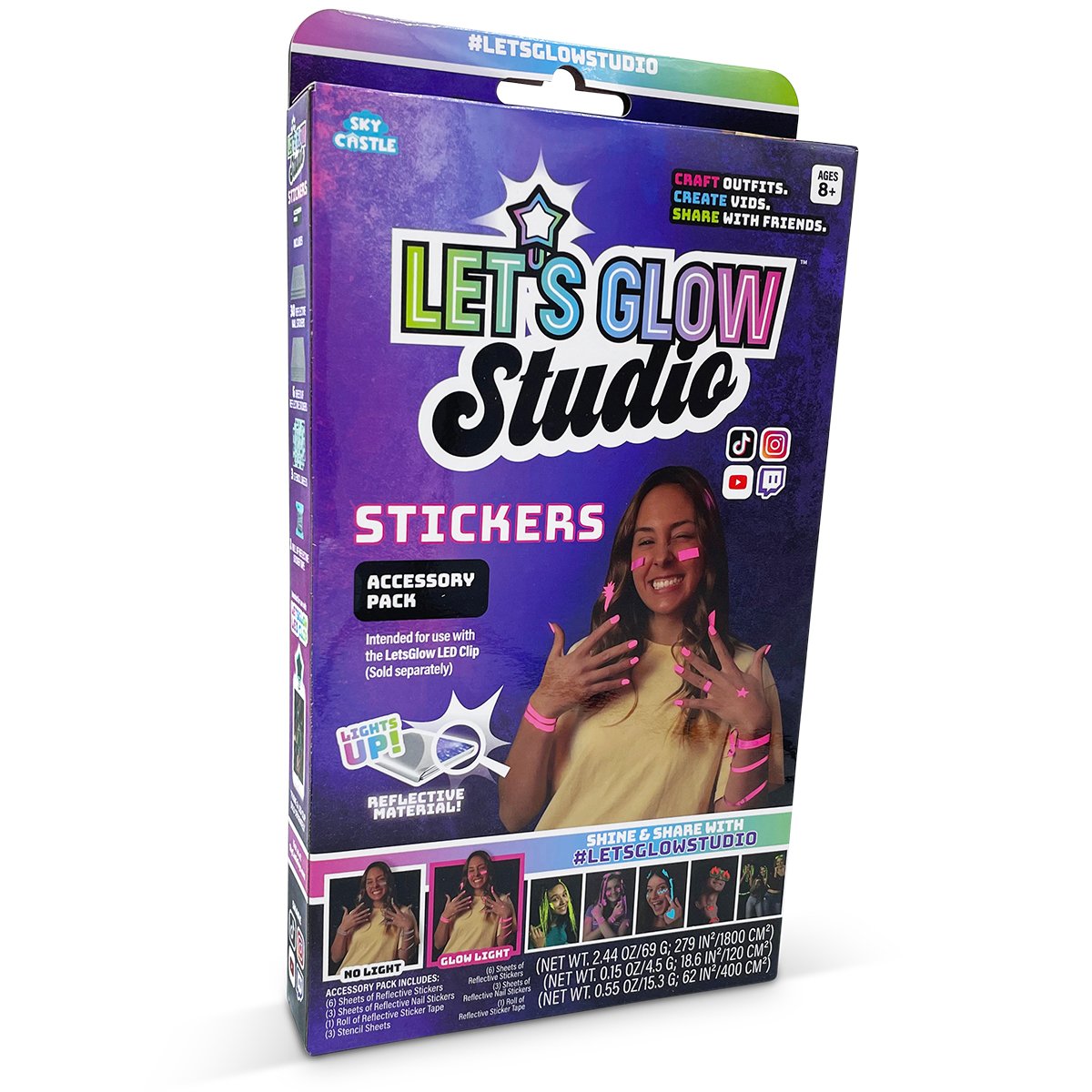 Set accesorii fosforescente Let's Glow Studio Stickers Accesories