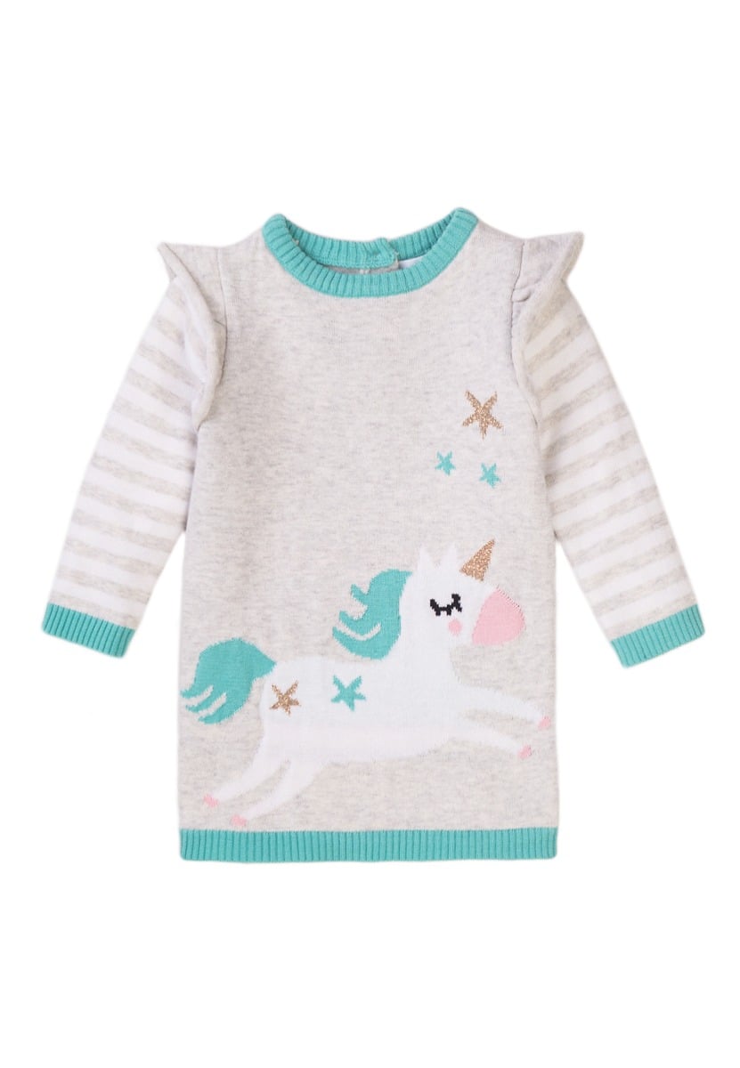 Rochie tricotata cu maneca lunga Minoti Baby, Magical, Unicorn