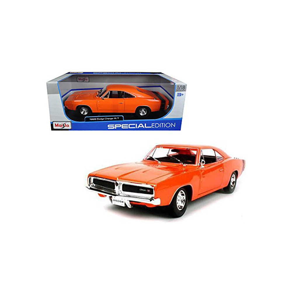 Masinuta Maisto Dodge Charger Rt 1969, 1:18 - Portocaliu