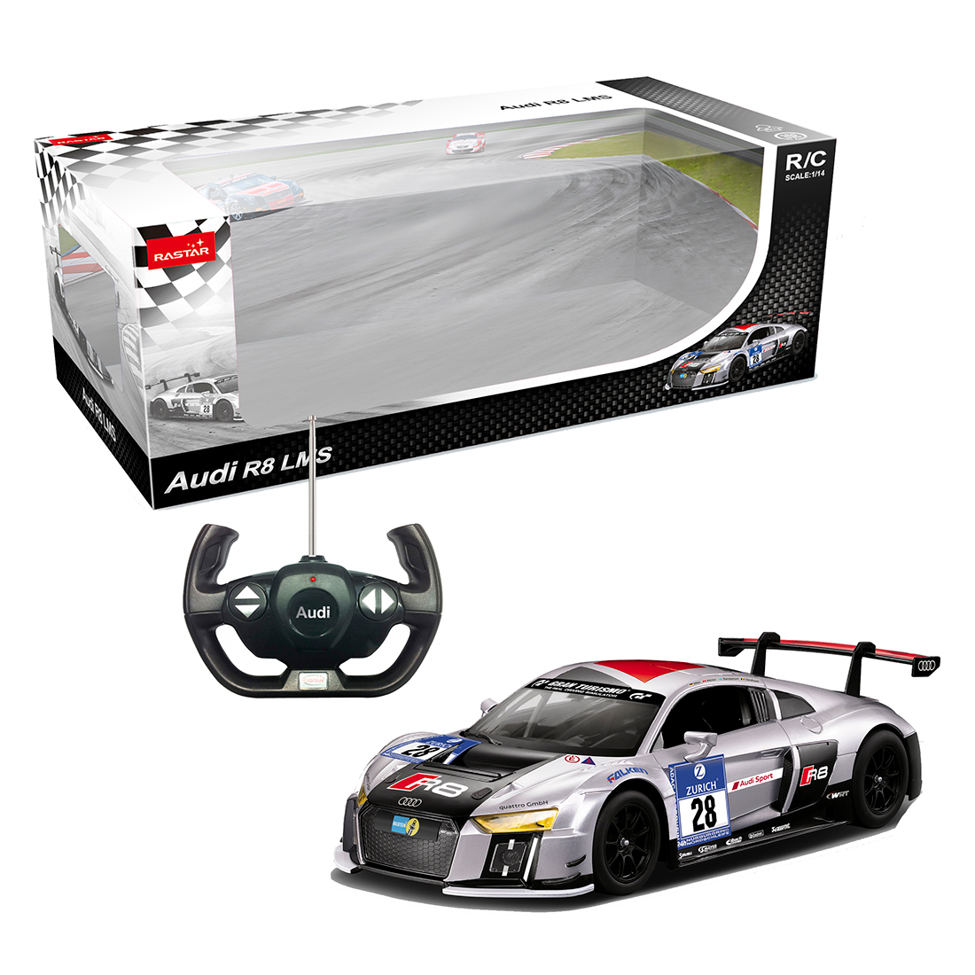 masina cu telecomanda rastar audi r8 lms versiunea 2015 1:14
