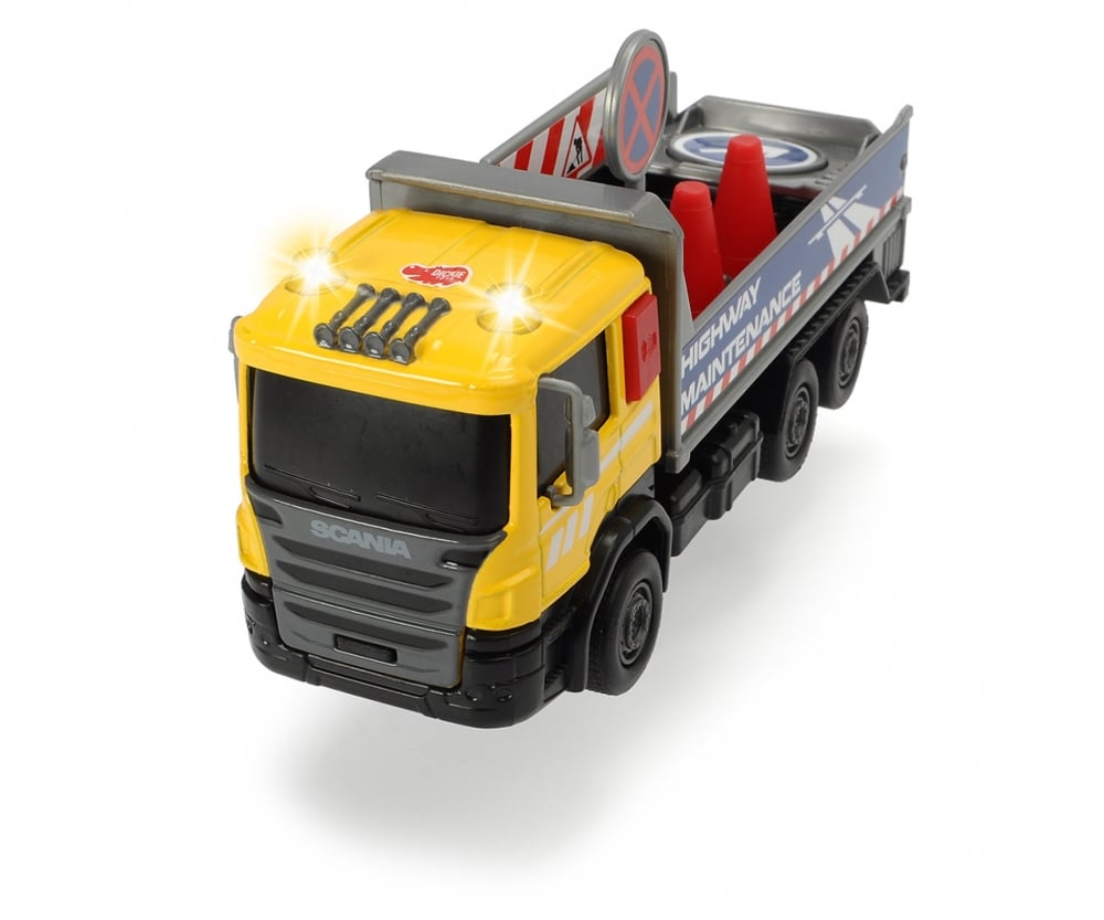 Masinuta de constructie dickie toys scania city team mentenanta circulatie