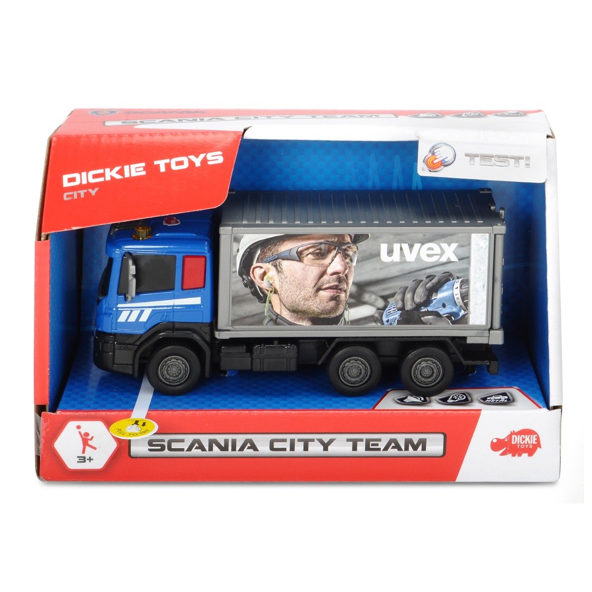 Masinuta de constructie dickie toys scania city team transportor