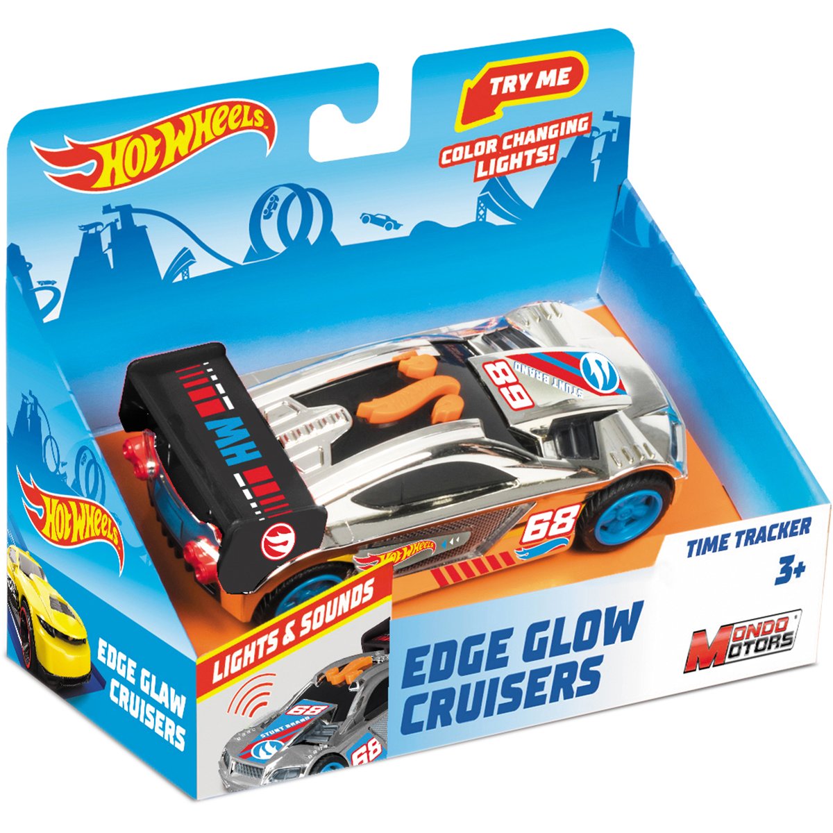 Masinuta cu lumini si sunete Hot Wheels, Time Tracker, Gri