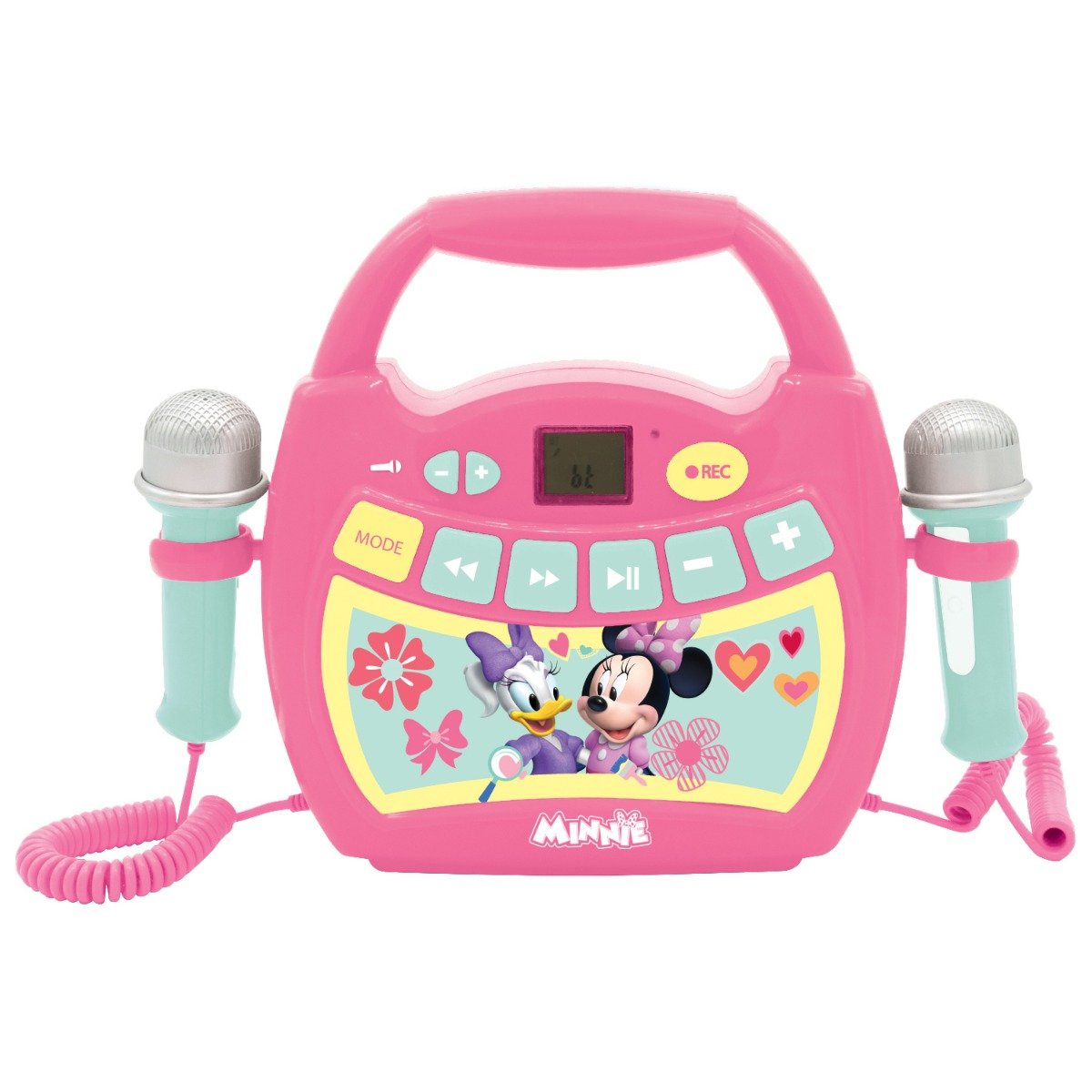 Primul meu karaoke portabil cu 2 microfoane disney minnie mouse
