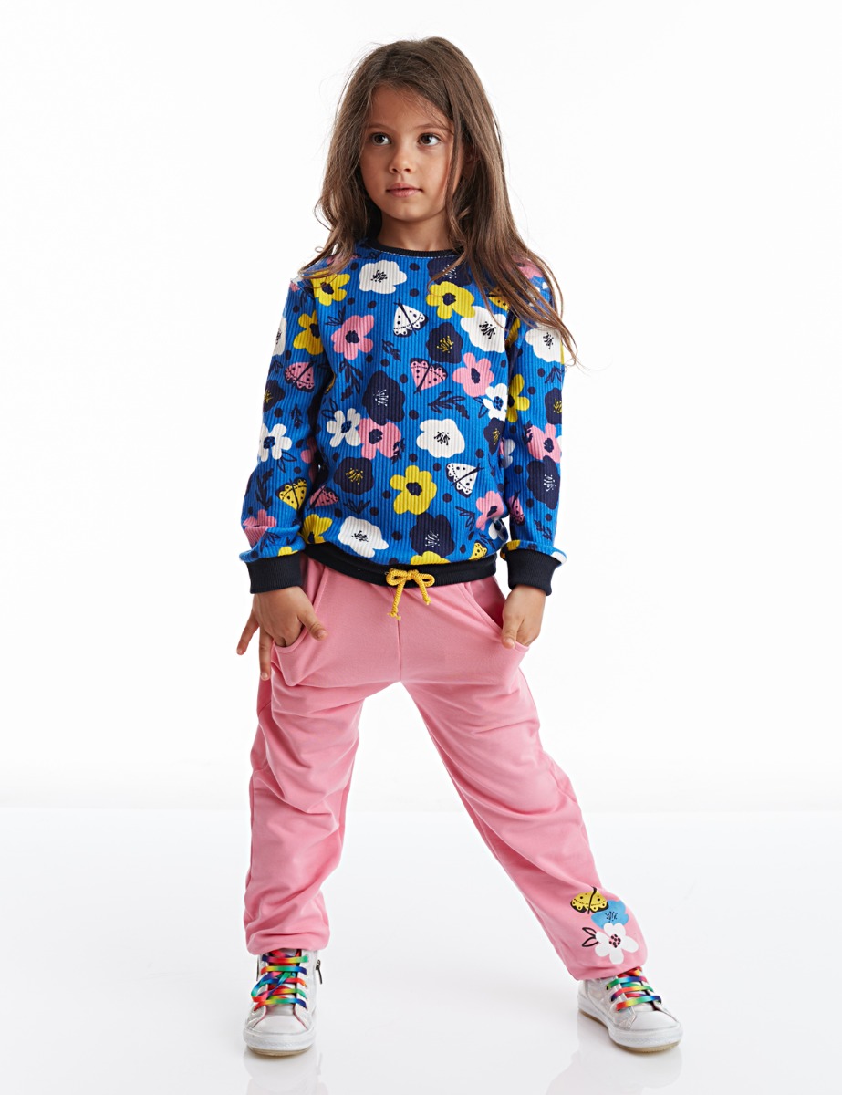 Set bluza si pantaloni sport cu imprimeu floral Mushi