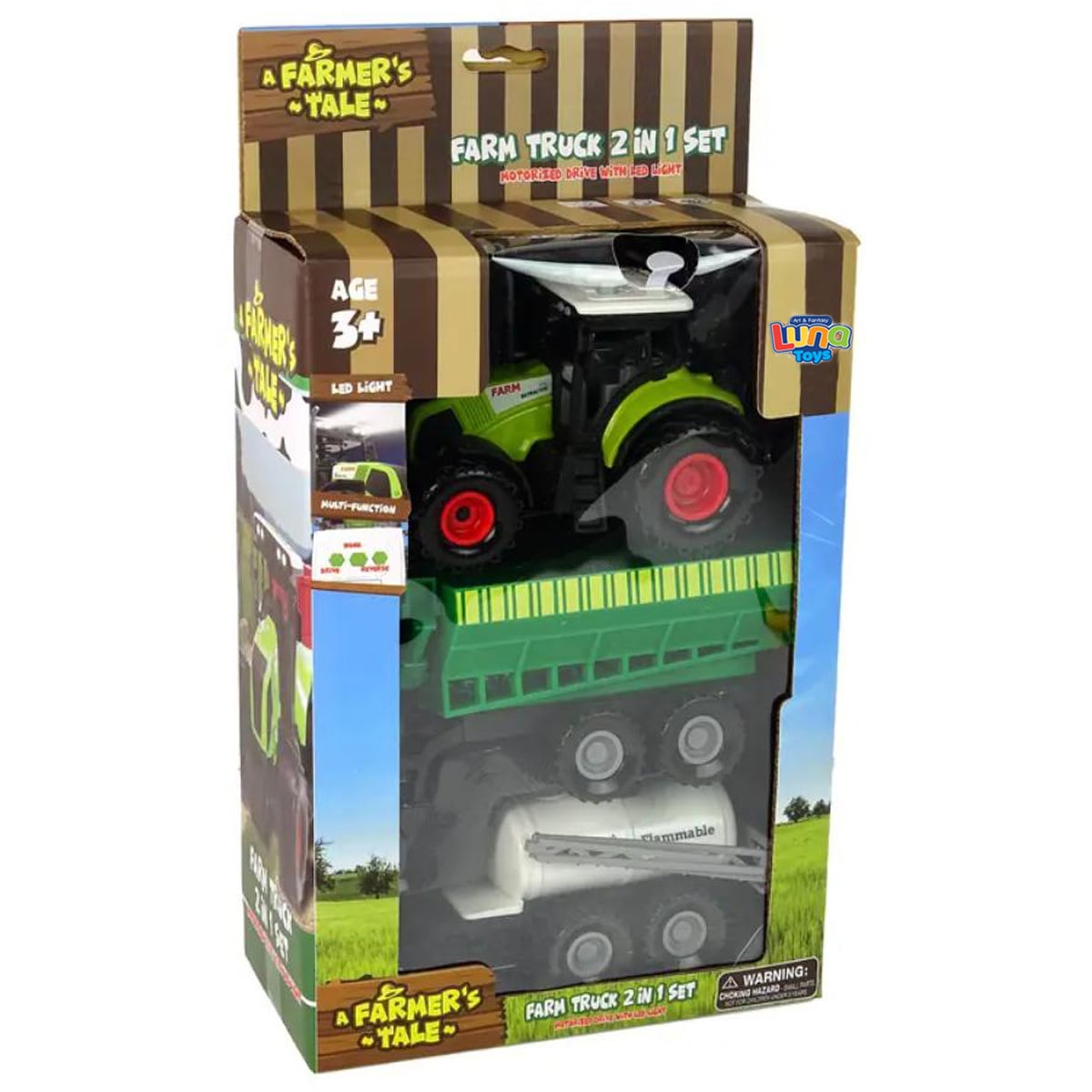 Tractor cu sunete si lumini, Luna Toys, Farm Truck 2 in 1