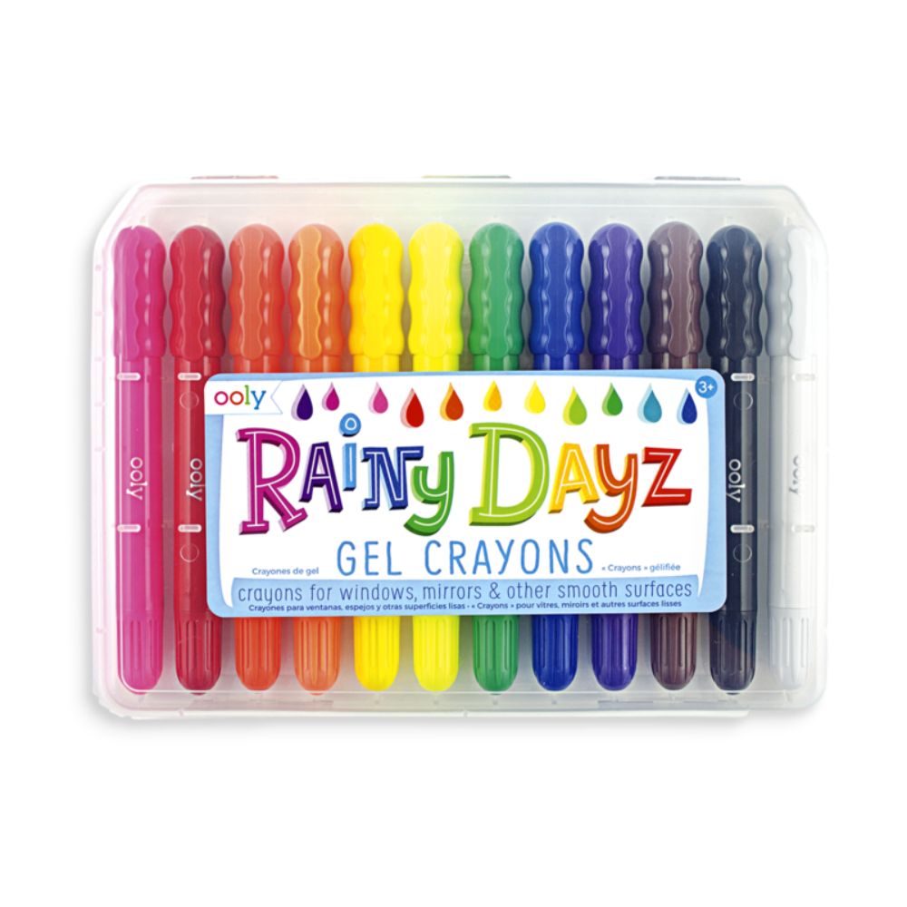 Creioane cu gel pentru pictura pe sticla Ooly, Rainy dayz, 12 culori lavabile creioane imagine noua responsabilitatesociala.ro