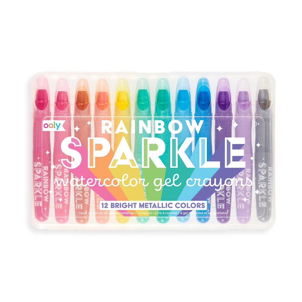 Creioane colorate cu gel acuarela cu sclipici Ooly, Rainbow Sparkle metallic, 12 buc ACUARELĂ imagine 2022 protejamcopilaria.ro