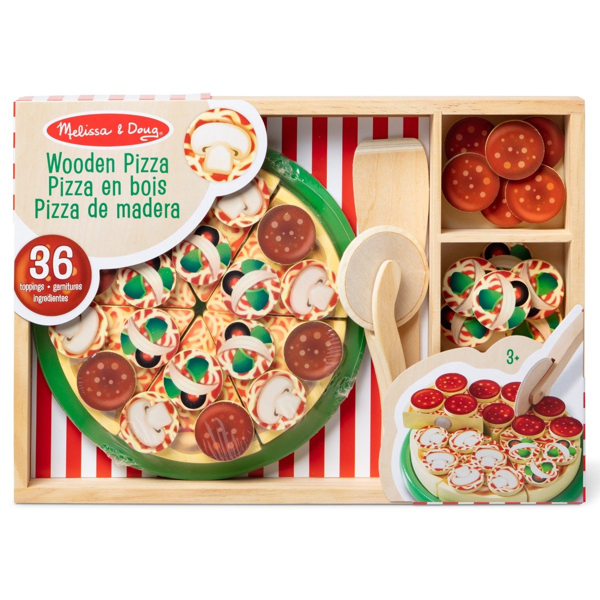 Set de joaca din lemn, Melissa & Doug, Petrecere cu Pizza, 36 piese, 6074863