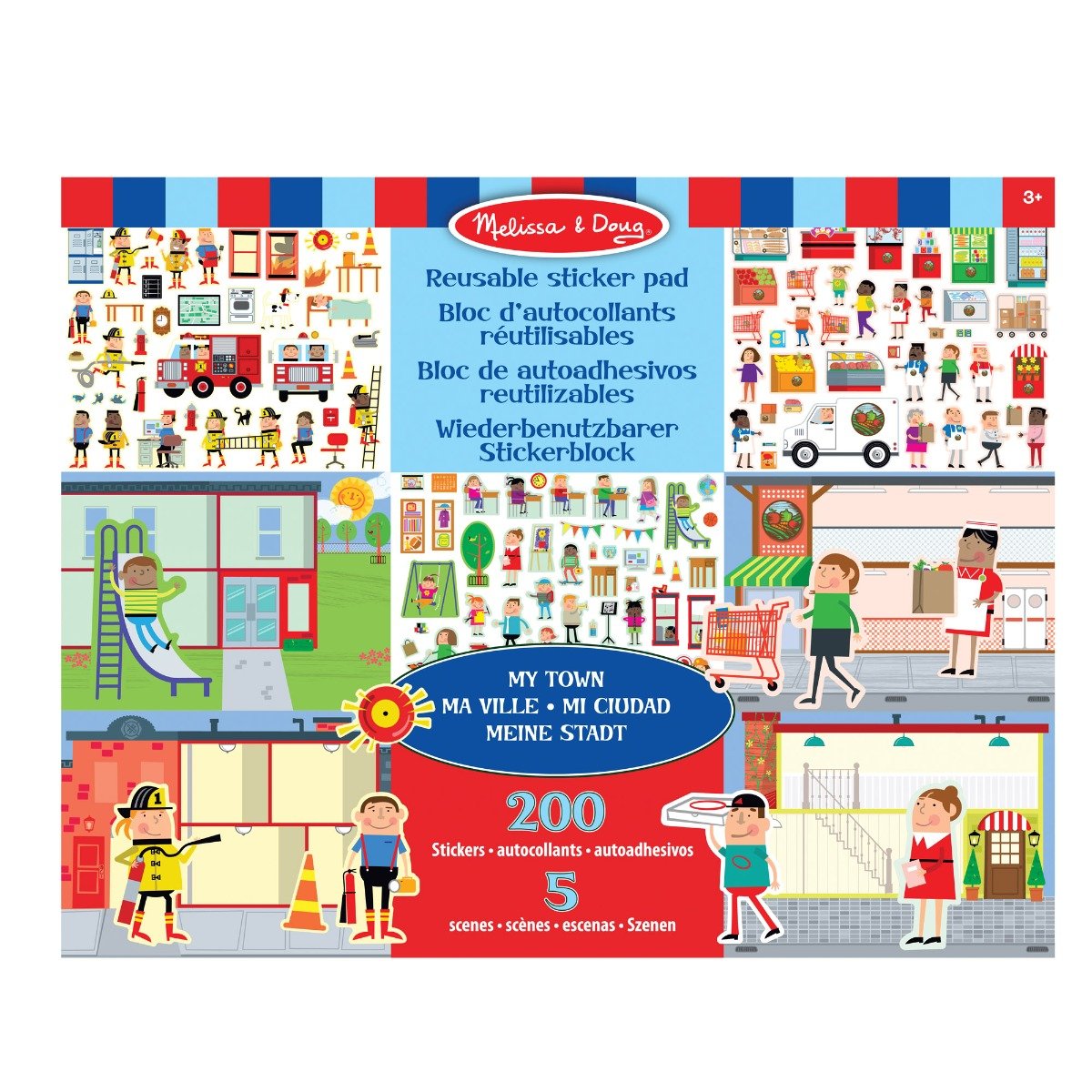 Set autocolante reutilizabile, Melissa & Doug, My town