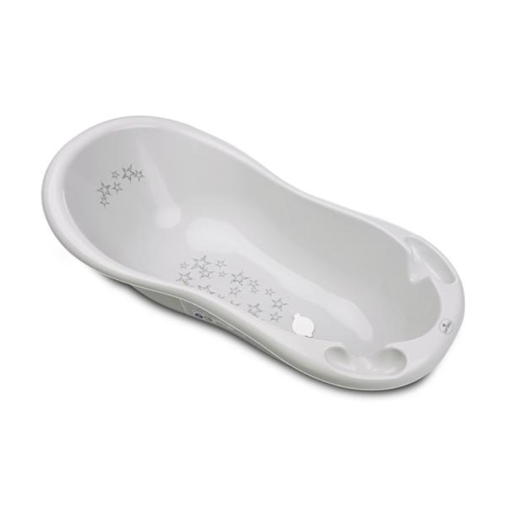 Cadita bebe cu dop de scurgere si baza antialunecare, Lorelli Little Stars, 100 x 51 x 31 cm, Grey