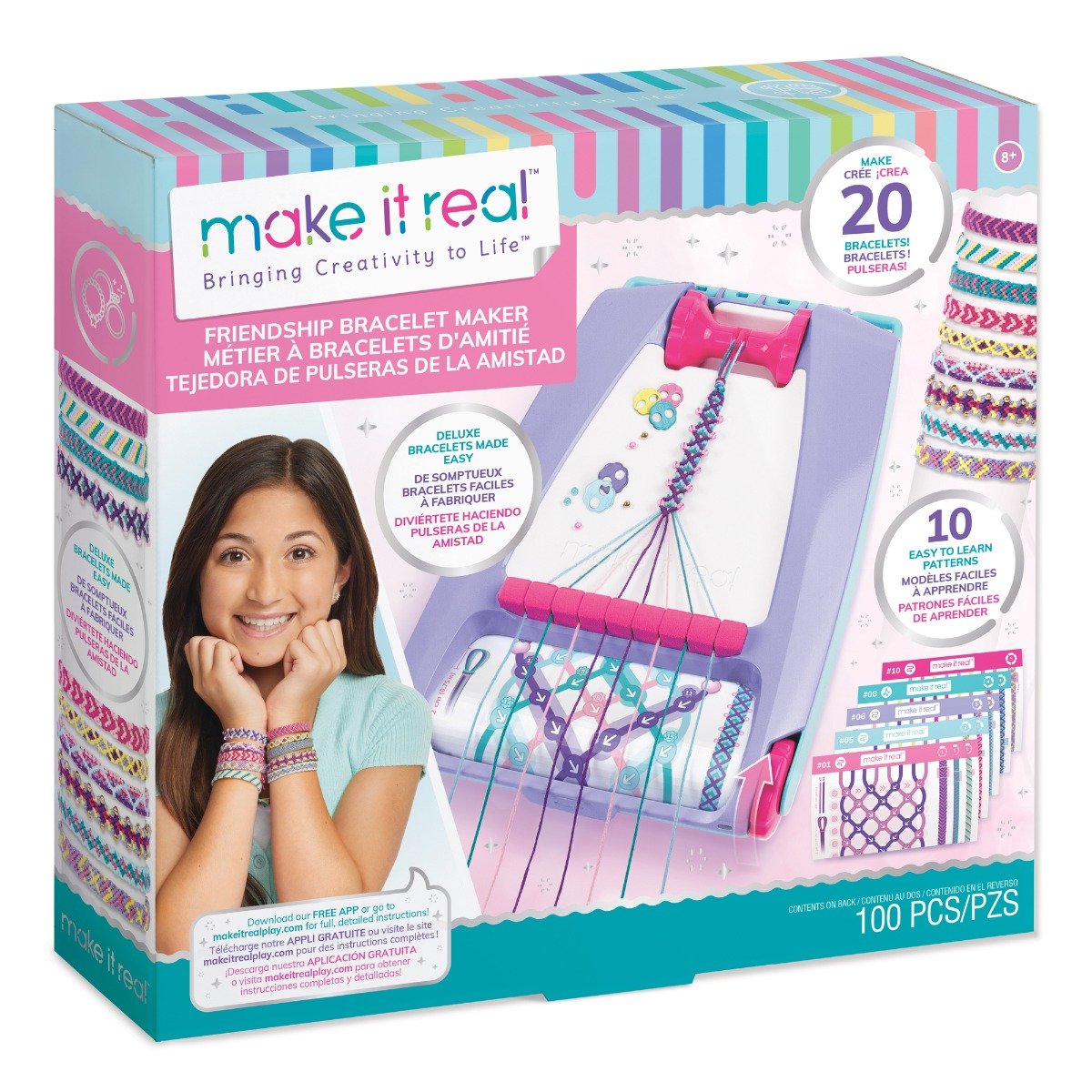 Set de creat 20 de bratari, Make It Real, Friendship Bracelet Maker, 100 piese