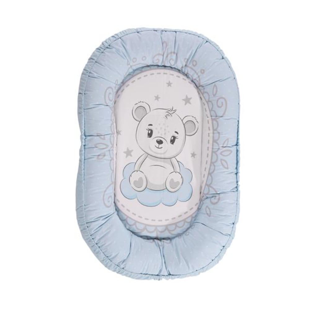 Baby nest, bumbac ranforce, Lorelli Little Bear, 92 x 58 cm, Blue