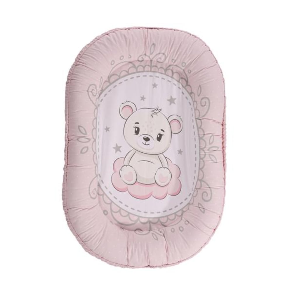 Baby nest, bumbac ranforce, Lorelli Little Bear, 92 x 58 cm, Pink