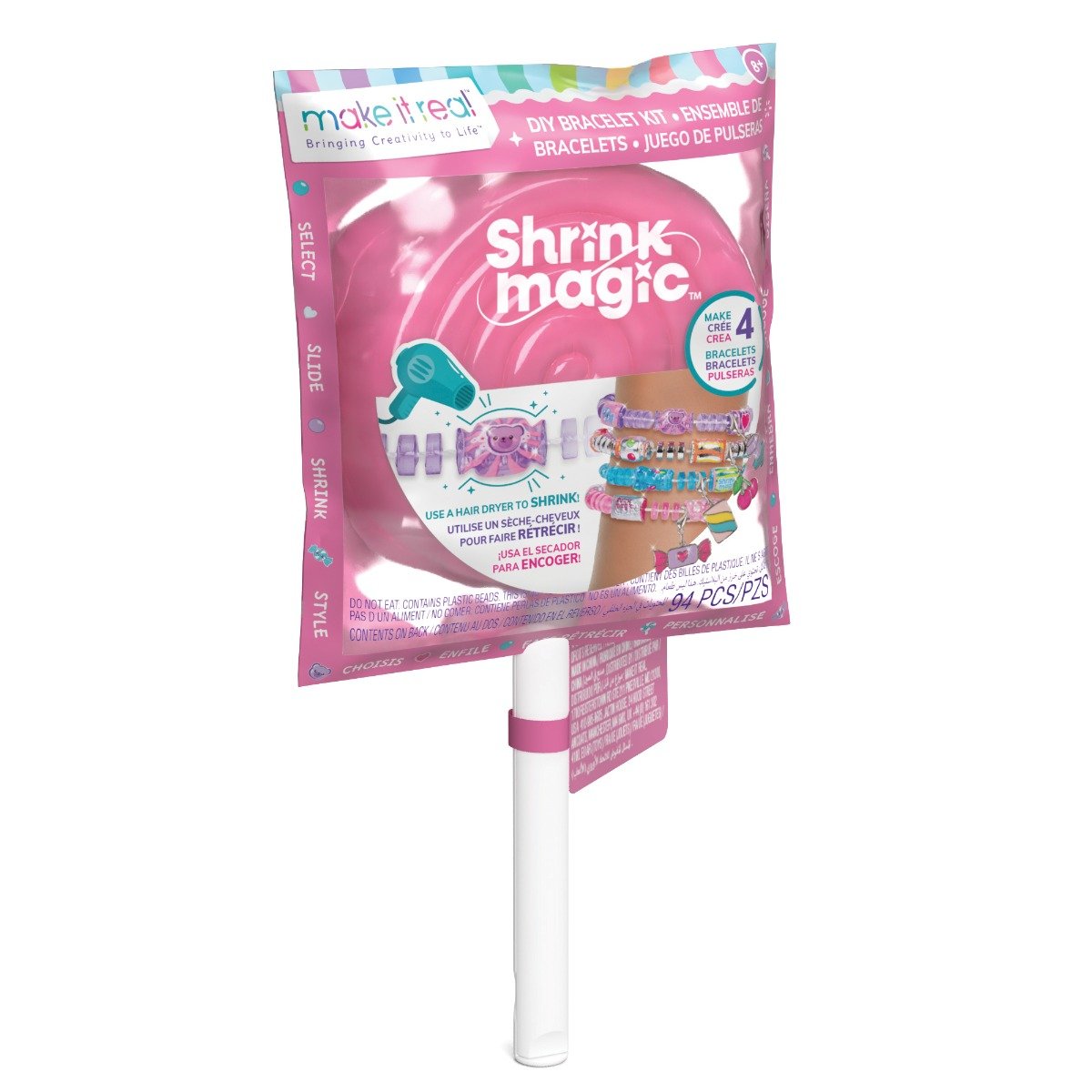 Set de creat 4 bratari, Make It Real, Shrink Magic Lollipop