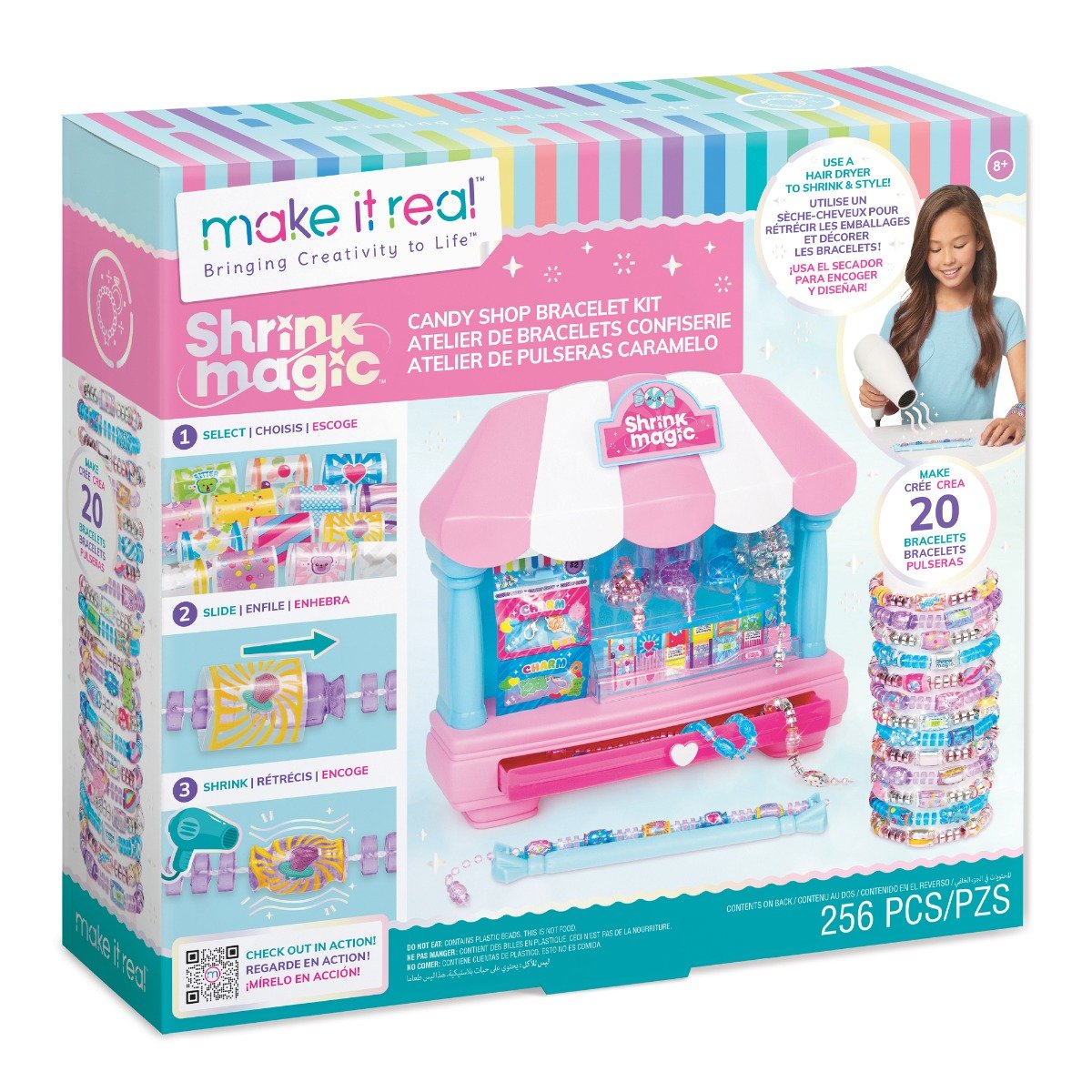 Set de creare 20 bratari, Make It Real, Candy Shop Bracelet, 256 piese