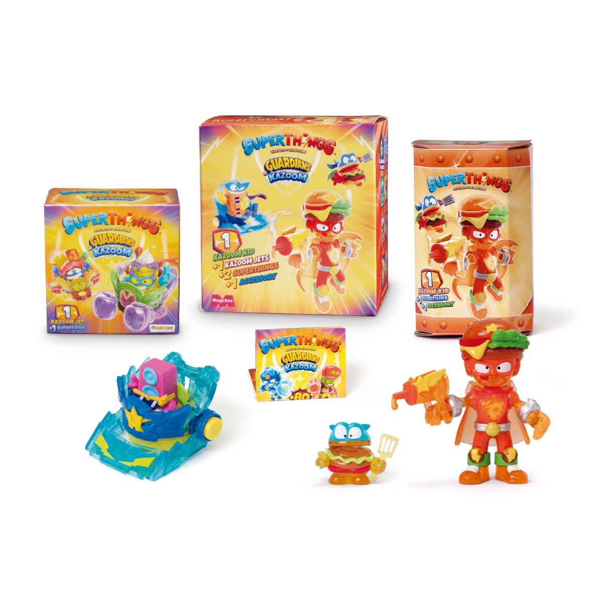 Set 3 figurine,Â SuperThings,Â Guardians of Kazoom Kid si Kazoom Slider, Portocaliu