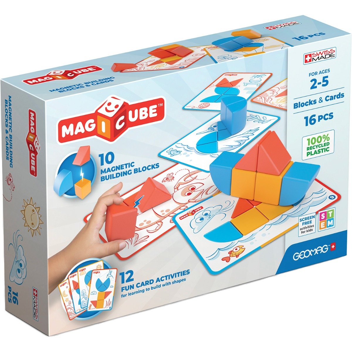 Joc de constructie Geomag, Magnetic Magic Blocks, 16 piese