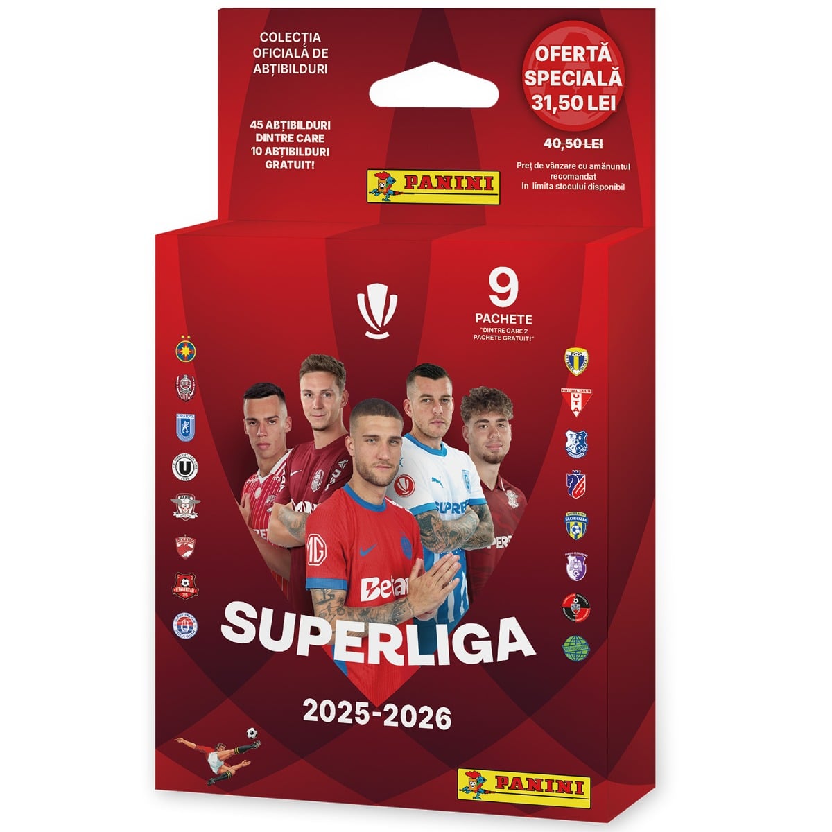 Set 9 pachete cu stickere Panini Ecoblister Superliga 2025-2026
