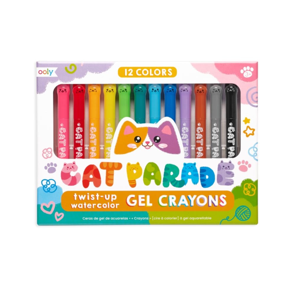 Creioane acuarele cu gel Ooly, Cat parade, 12 culori acuarele imagine noua responsabilitatesociala.ro