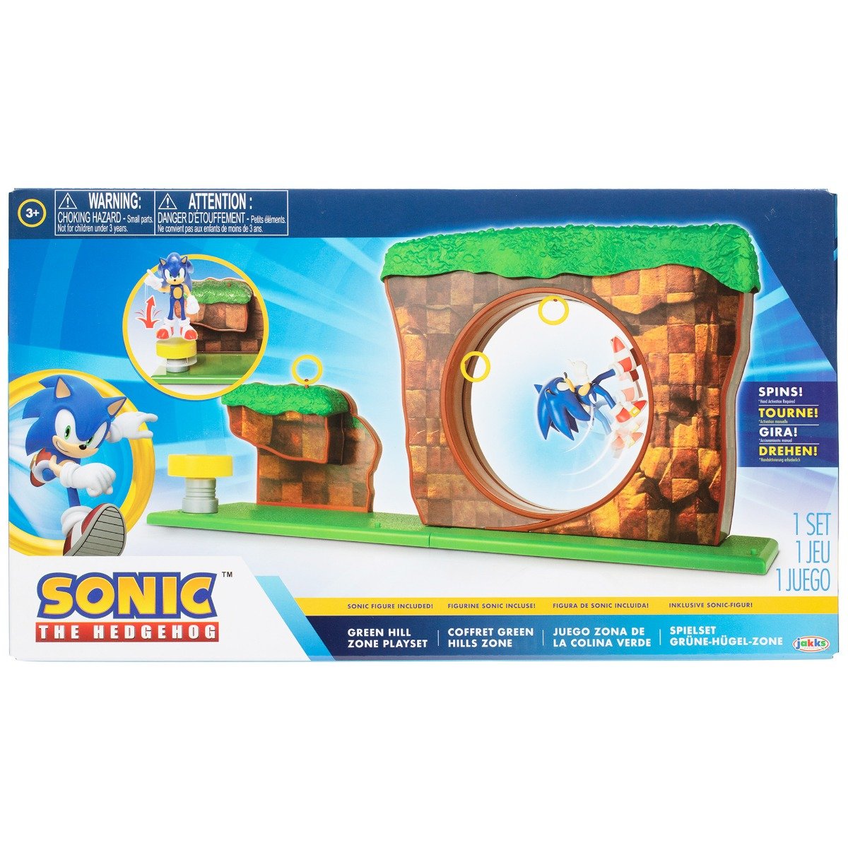 Set de joaca cu figurina Nintendo Sonic, Green Hill Zone Figurina imagine noua responsabilitatesociala.ro